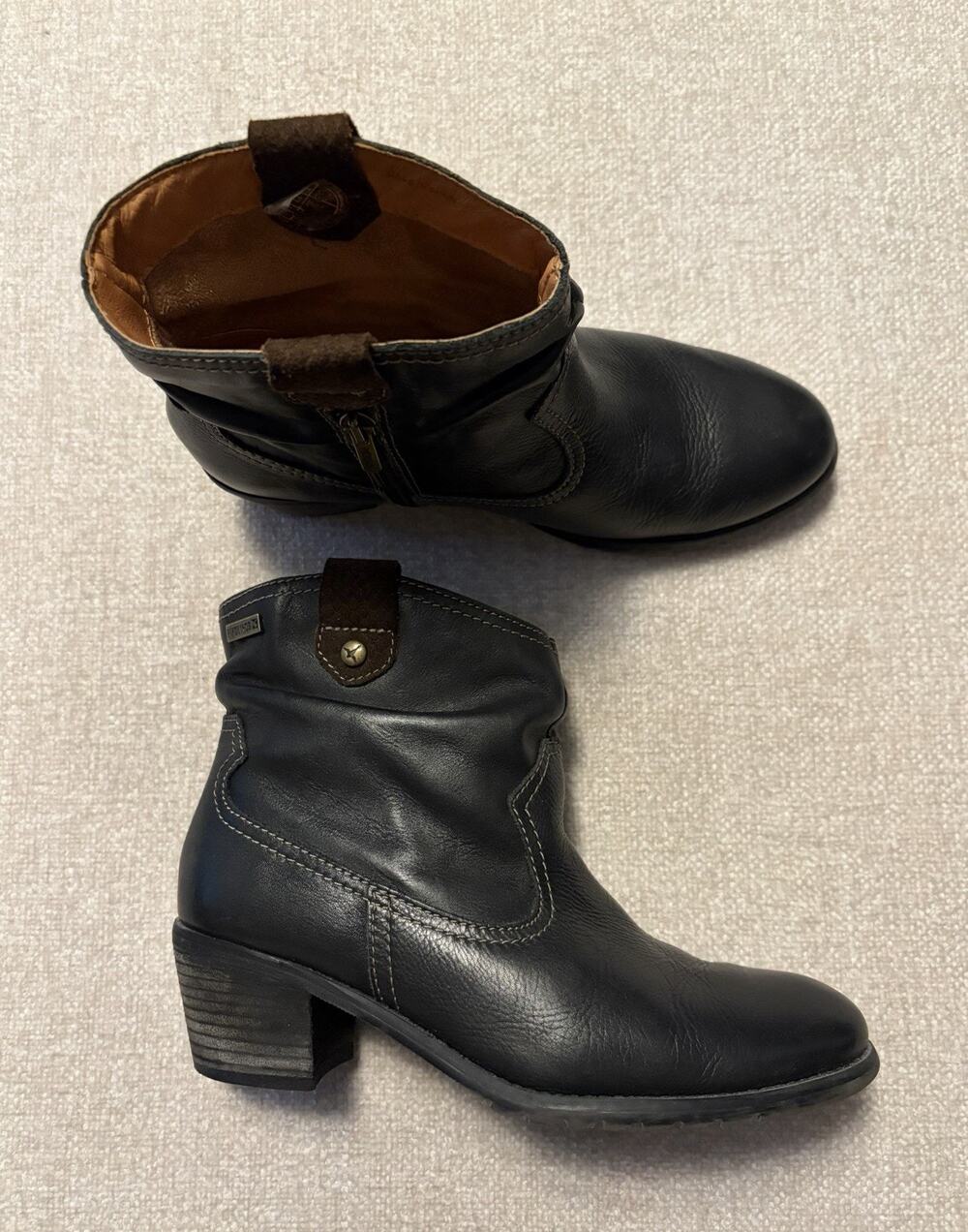 Pikolinos Black Leather Ankle Booties Women’s Size EU 38 US 7.5-8
